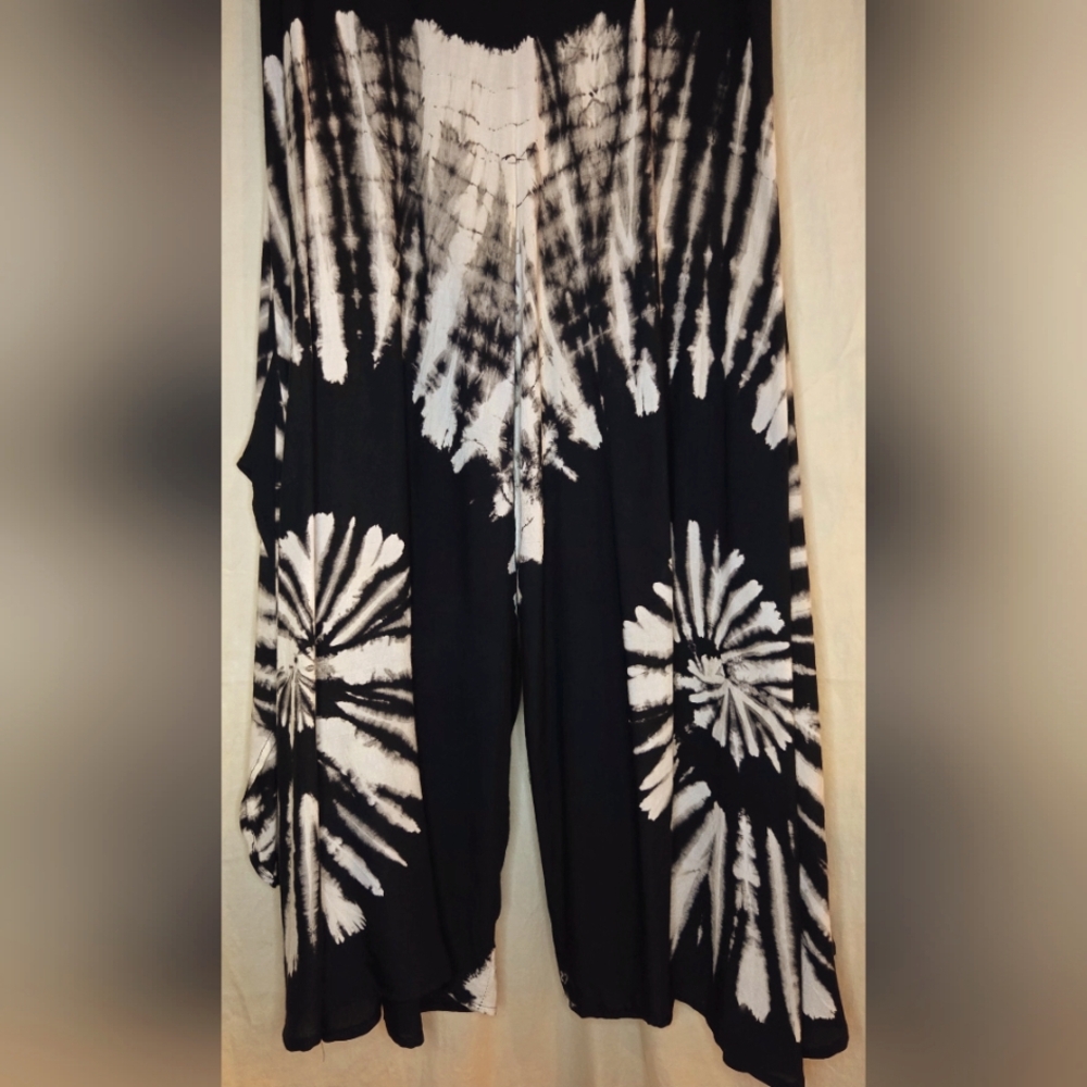 Luxe Wide Leg Tie Dye Flow Pant Universal Swirl 100% Rayon One Size - Picture 5 of 11